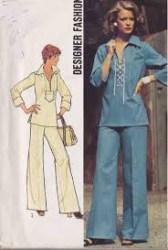 6895 75 DESIGNER LACED OR NOT COLLAR TOP, WIDE PANTS PATTERN 12